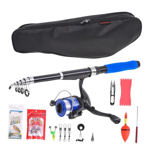 Canne à pêche 2.1m légère et portable BESPORTBLE, ensemble bleu complet