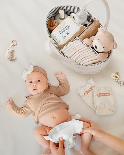 Organiseur de table à langer Maliton - Panier de rangement blanc pour couches de bébé - 6