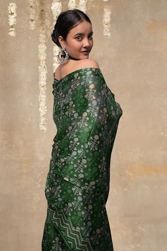 Image of MIRCHI FASHION Women Saree Floral Print Chiffon | Lightweight Festive Occasion Sari for Farewell and Functions with Unstitched Blouse Piece