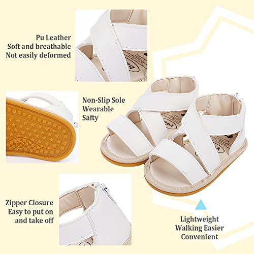 Image of Babelvit Infant Baby Girl Boy Sandals Comfort Premium Summer Outdoor Casual Beach Shoes with Flower Bowknot Anti Slip Rubber Sole Newborn Toddler Prewalker First Walking Shoes