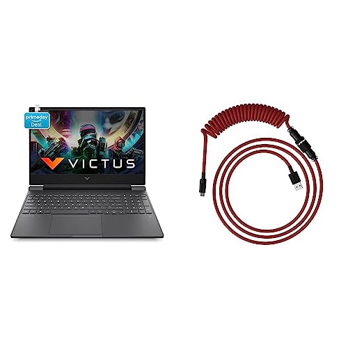 Image of HP Victus Gaming 12th Gen Intel Core i7 12650H 15.6 inch(39.6 cm) FHD Gaming Laptop & HyperX USB-C Coiled Cable Red-Black