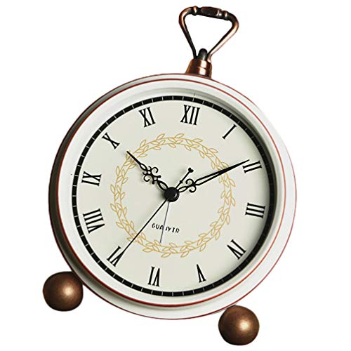 Relógio de mesa vintage IMIKEYA, relógio de mesa de metal, silencioso, sem tique-taque, decoração de