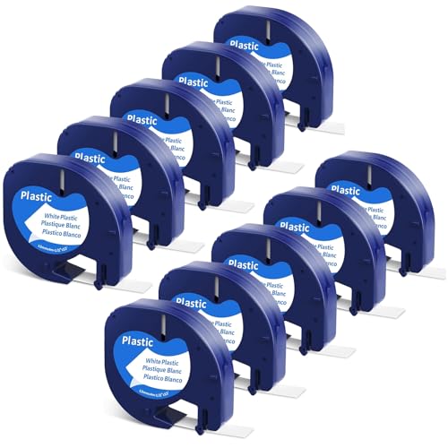 Recharge DYMO LetraTag 91331 lot de 10 rubans papier blanc 12mm x 4m