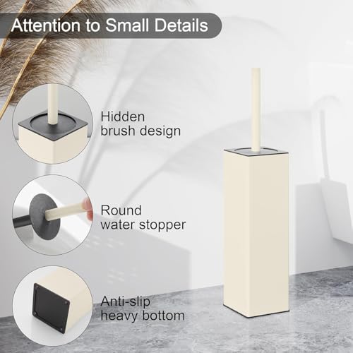 Image of BVL Toilet Brush and Holder Set White Freestanding for Bathroom
