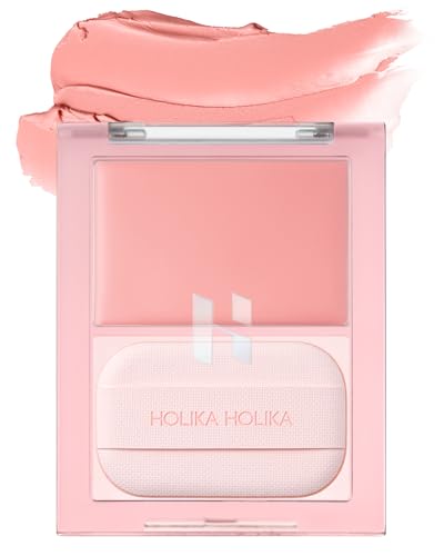 HOLIKA HOLIKA Tinted Milk Cream Blush 03 Hey Bunny - Korean Face Makeup with Built-In Puff Semi-Luminous Milky Color High Powder Content Formula Transparent Finish for Semi-Matte Glow
