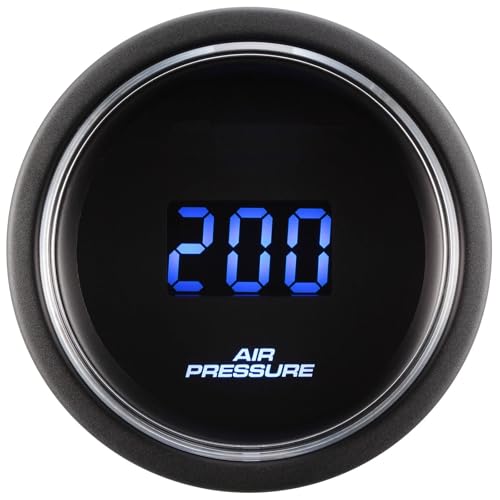 Image of MOTOR METER RACING 52mm 2-1 /16 inch Digital Air Ride Air Pressure Gauge 200 PSI | Air Bag Suspension Pressure Gauge, Blue LED Display, Red LED Display, Electrical Air Pressure Sensor, 0-200 PSI