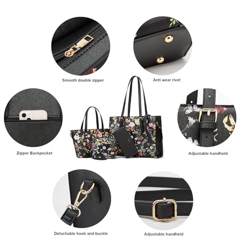 Image of Women Fashion Synthetic Leather Handbags Tote Bag Shoulder Bag Top Handle Satchel Purse Set