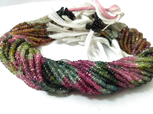 Perles tourmaline pastèque facettées en rondelle de 3-4mm pour la création de bijoux DIY