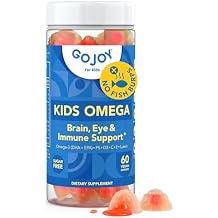 GOJOY Kids Omega 3 DHA Gummies No Fish Burps, No Sugar Brain, Eye & Immune Support Plant-Based Omega-3 from Algae Vegan, Clean DHA for Toddlers, Children & Kids Ages 3+