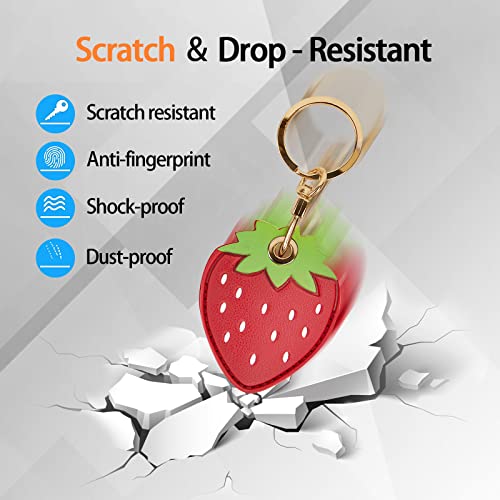 Image of Leather Keychain Case Holder Compatible with Apple AirTag, GPS Airtag Keychain Finder Tracker with Key Ring, Anti-Scratch Protective Air Tag Cover | Leather