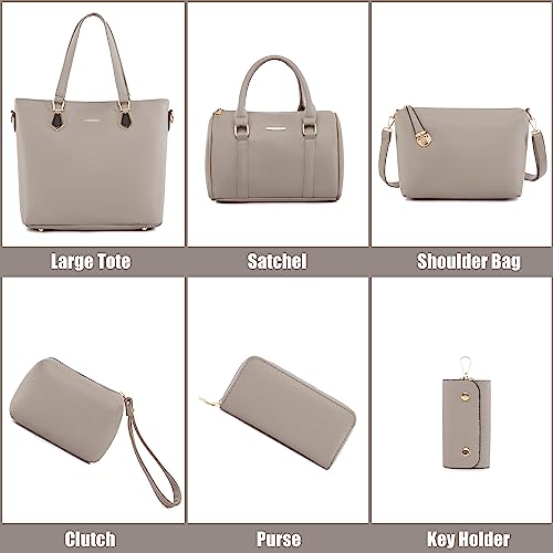 Image of OTMIPIML Purses and Handbags for Women Synthetic Leather Tote Crossbody Bags Satchel Purses Set 6pcs | Set