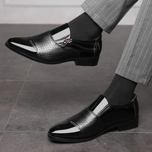 Men's Tuxedo Patent Leather Dress Shoes Classic Zip Formal Business Shoes Oxfords4