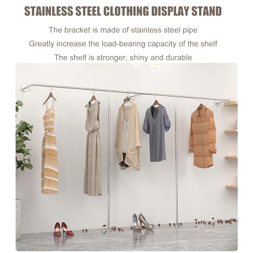 Perchero de pared de acero inoxidable para ropa con barra ajustable multiusos 5