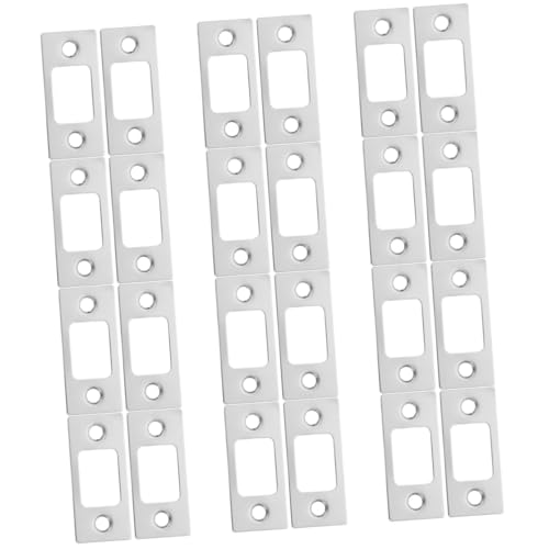 Angoily Piezas placas de acero inoxidable cerraduras para puertas cerrojos para puertas placa de retención de puerta equipo mando placas de puerta refuerzo de la puerta principal Silver