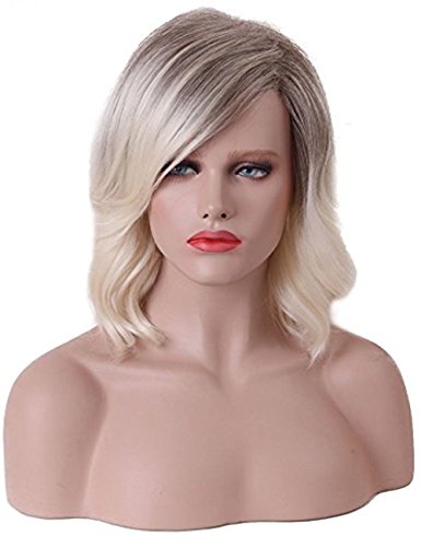 TopWigy Human Hair 613 Wigs Body Wavy Shoulder Length Side Part Natural Looking Realistic Wigs