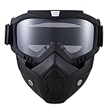 Motorcycle Helmet Riding Goggles Glasses with Removable Face Mask,Fog-Proof Warm Mouth Filter Adjustable Vintage Bullet Fight Motocross Eyewear -  CROSSBODY