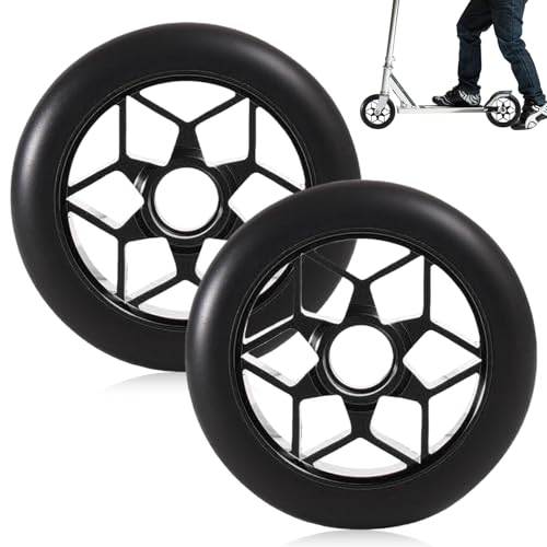 2 roues de trottinette stunt 110 mm, roues de rechange pour trottinette, roues 88A pour trottinette stunt avec roulements ABEC-9, jantes en aluminium, roues de...
