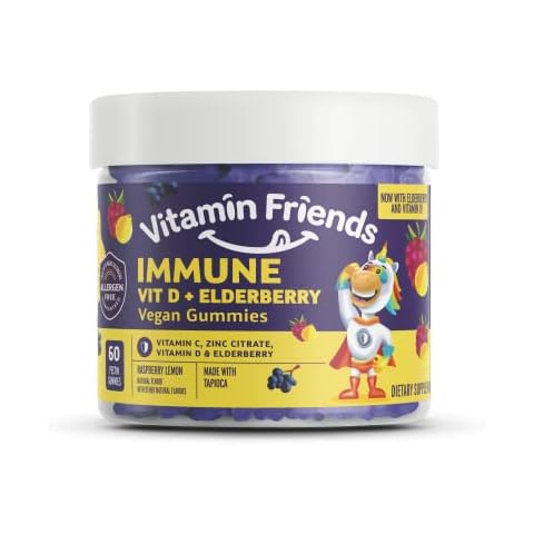 Vitamin Friends - Elderberry, Vitamin C Gummies - Vegan Immune System Booster Blended Supplements - Health Support w/ Zinc Citrate & Vitamin D - Advanced Immune Support - 30 Day Supply – 1 Pack Cover