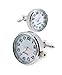 Gemelolandia | Boutons de Manchette Pour Chemise montre à quartz rond argenté | Pour Hommes et Garçons | Cadeaux Pour Mariages, Communions, Baptêmes et Autres Événements