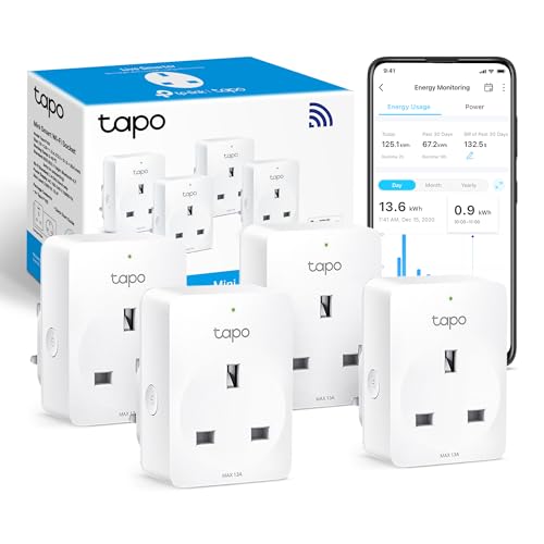 NEW Tapo TP11(4-pack) Smart Plug Alexa Plug with Energy Monitoring WiFi Plug Away Mode App Remote Control Voice Control with Alexa & Google Compact Design Easy Setup Auto On-Off