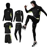 5 pçs/conjunto agasalho masculino de compressão terno esportivo academia roupas fitness corrida jogging esporte wer trining treino meia-calça
