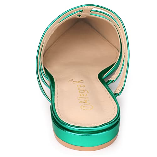 Allegra K Allegra K Women's Glitter Pointed Toe Flats Green Mules 9 M US