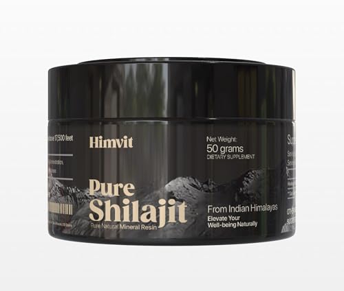 Pure Himalayan Organic Shilajit Resin with Lab Report Super high Potency Fulvic Acid & Trace Minerals Humic Acid Supplement Resin| Supports Energy, Metabolism & Immunity| 50 Grams
