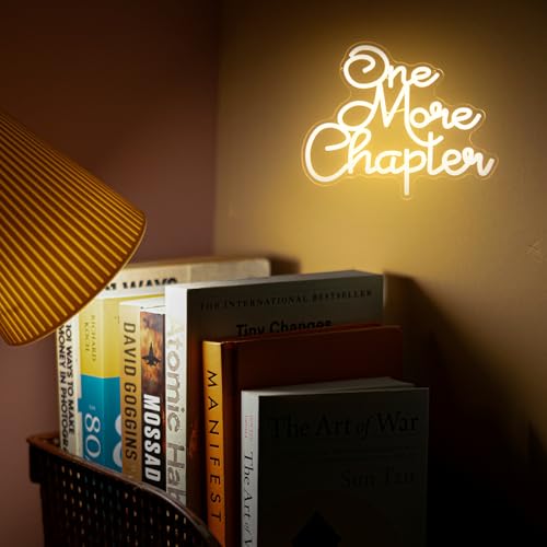 Image of One More Chapter Neon Sign Read Books Neon Light for Reading Room Decor | Dimmable Letter Neon Lights for Bedroom, Acrylic Book Wall Art, USB Powered, Library Bookstore Classroom Decor, Bookish Gifts