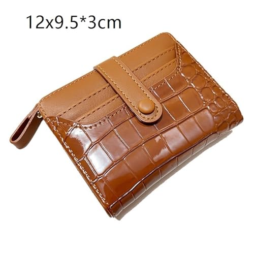 Wallet Buckle Short Card Holder Zipper Multi-Card Slot Coin Purse(Brown)2