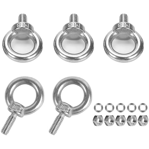 5 Pack M8 Stainless Steel Eye Bolts Cover
