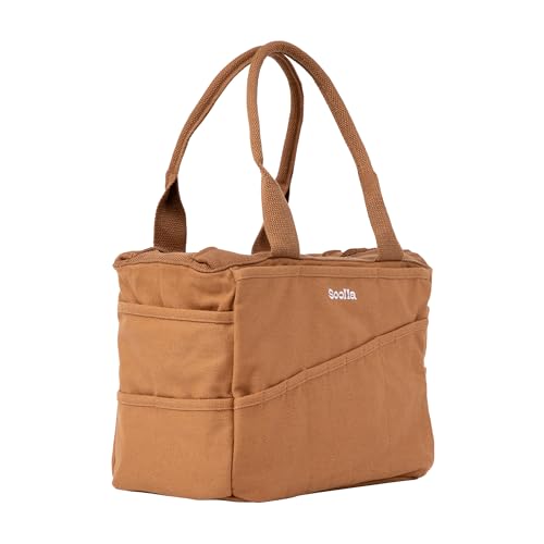 Soolla Studio Bag: Bolsa para Ferramentas de Arte e Cerâmica, Organizador de Bolsa Lavável para Artesanato, Sacola para Projetos de Tricô e Crochê, 30 Bolsos, Bolsa Artística (Cinnamon)
