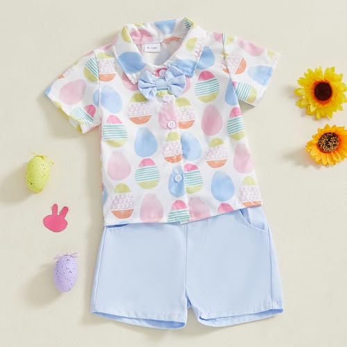 Image of Toddler Boy Summer Outfits Button Down Short Sleeve Floral Shirts & Casual Shorts 1-6 Years Boys Clothes Set