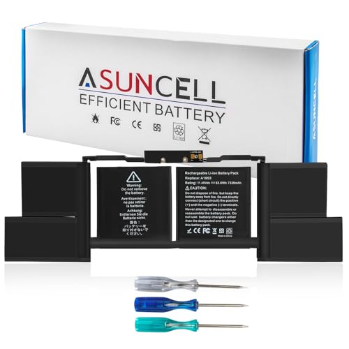 ASUNCELL Battery for MacBook Pro 15 Inch A1990 (Mid 2018 2019) Laptop Battery Replacement Model A1953 Battery EMC 3215 3359 7400mAh (Upgraded 6.2 Versions)