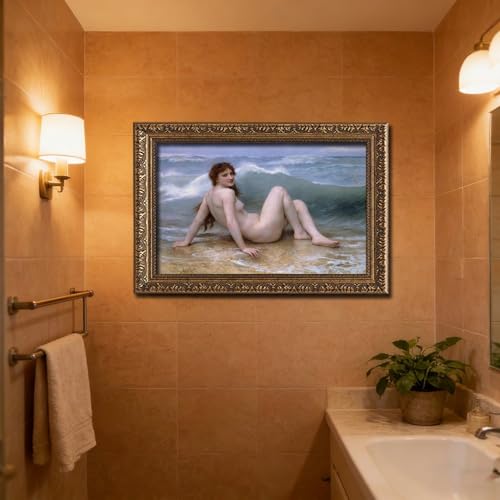 The Wave de Bouguereau affiche sur toile haute définition avec support premium