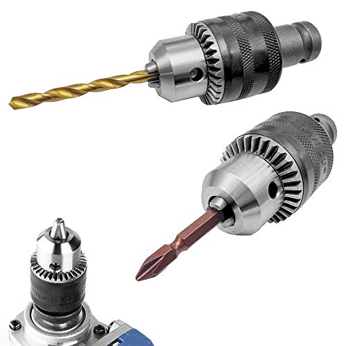 Mesee 1.5-10Mm Capacity Keyed Drill Chuck With 1/2" Square Female Adapter, Mount 3/8-24Unf Air Impact Wrench Converter Conversion Tool With Chuck Key #TOP6