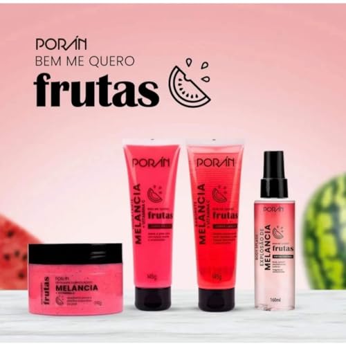 Kit Melancia, 4 Produtos: Esfoliante 240g, Sabonete 145g, Hidratante 145g, Body Splash 160ml
