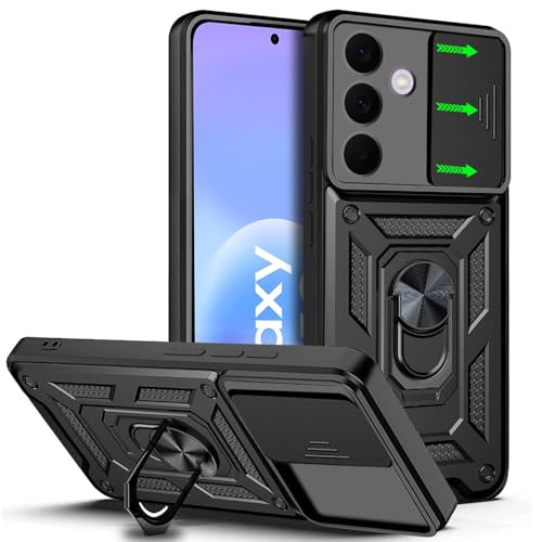 Image of AESTMO Tough Armor Samsung Galaxy A57 5G Bumper Back Case Cover | Ring Holder & Sliding Camera Shield Cover | 360 Degree Protection Back Case Cover for Samsung Galaxy A57 5G (Black)
