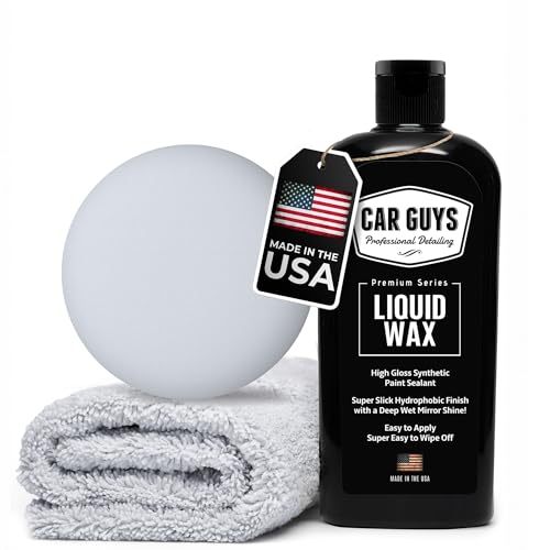 CAR GUYS Liquid Wax | Advanced Car Wax | Superior Protection with a Carnauba Shine | For all Paint Colors and Excellent Black | 8 Oz Kit