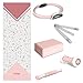 FITFIU Fitness KITWELL-601 - Kit 6 accessoires yoga et pilates, couleur Rose, comprenant tapis, cerceau, bloc, masseur de pieds, barre de massage et sangle de yoga, design géométrique unique