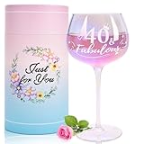 40th Birthday Gifts Women, 40 and Fabulous Wine Glass, 40th Birthday Decorations Women, Funny 40 Bday Gifts Idea For Women, Friends, Sister, Mom - Turning 40 Present