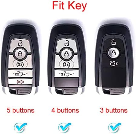 Royalfox(TM) 3 4 5 Buttons 3D Bling keyless Entry Remote Smart Key Fob case Cover for 2017 2018 2019 2020 2021 2022 Ford Mustang Explorer Edge Fusion F150 F250 F350 F450 F550 (Silver)