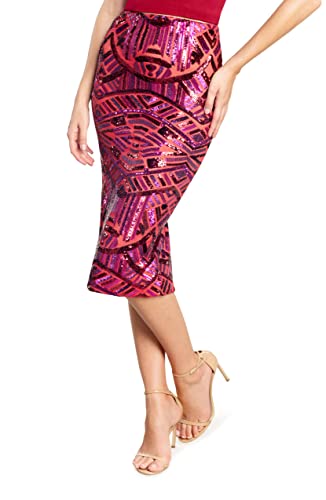 Dress the Population Women's Nola Sequin Placement Midi Skirt