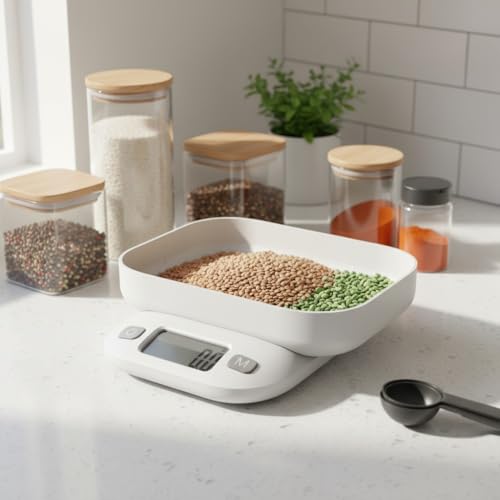 Image of SLO Digital Kitchen Weighing Scale 5kg | 2-in-1 Detachable Bowl & Lid Design | 1g Accuracy | g /ml /oz /lb Units | Tare Function | LCD Display | Slim & Compact | 5 Years Warranty - Model K570 (White)