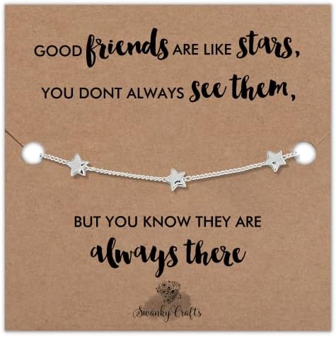 Best Friend Bracelet - Friend Gifts For Women, Good Friends Are Like Stars Gifts, Best Friend Birthday Gifts For Friend Female - Golden Star Bracelet With Birthday Card (Best Friends)