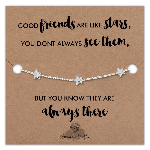 Image of Swanky Crafts Good Friends Are Like Stars Bracelet, Gold, Best Friend Birthday Gift
