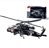 UH-60 Black Hawk Helicopter Military Set, Army Airplane Building Bricks, Rescue Helicopter Model Kits with 4 Soldier Minifigures, Gifts for 6-12 Year Old Kids, Compatible with Lego, 692 PCS