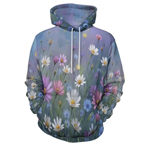 Sweat à capuche imprimé 3D fleurs d'herbe pullover Harajuku pour hommes