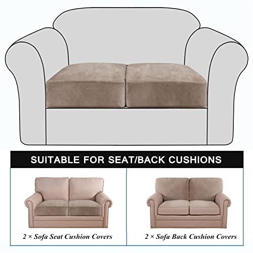 Housses de coussin de canapé extensibles velours taupe lot de 2