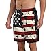 Men & Boys Classic Fit Swim Trunks for Beach Gym Sport Quick Dry Drawstring Basic Board Shorts with Pockets, Underwear American USA Flag War Bullet Hole Fashion Cargo Short