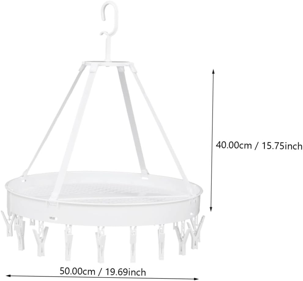 SAFIGLE Foldable Multipurpose Clothes Drying Rack with Socks and Underwear Hooks, Single-Layer White Laundry Hanger for Balcony and Indoor Wind-Resistant Use
